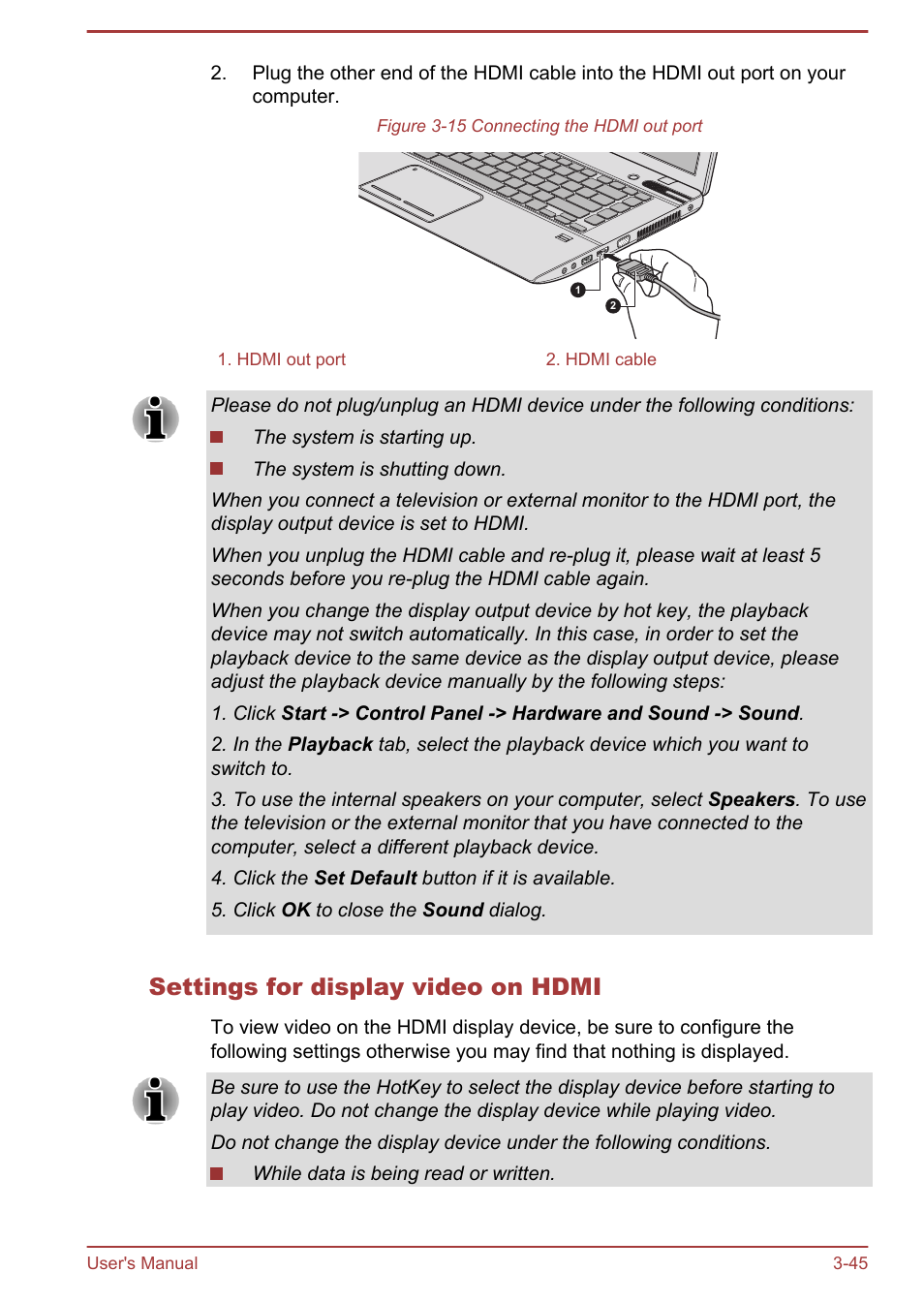 Settings for display video on hdmi | Toshiba Satellite P845 User Manual | Page 82 / 157