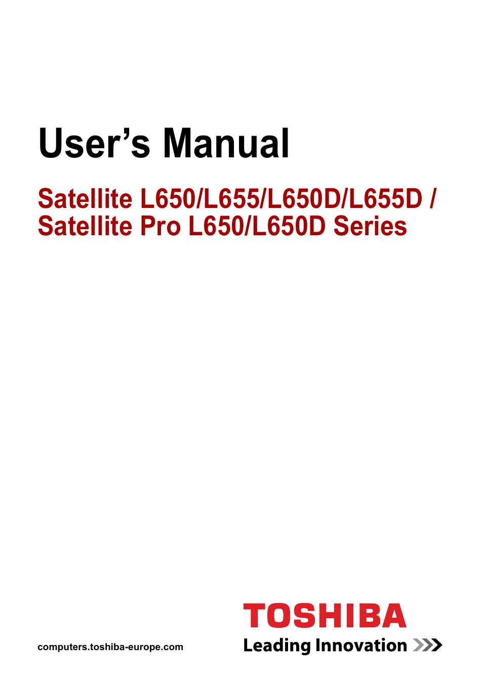 Toshiba Satellite Pro L650 User Manual | 171 pages