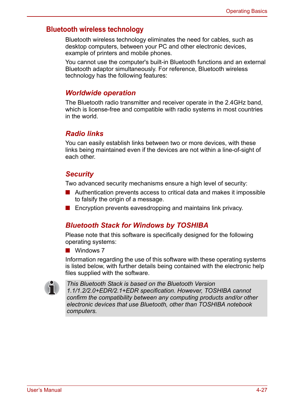 Bluetooth wireless technology | Toshiba Satellite Pro L650 User Manual | Page 103 / 171