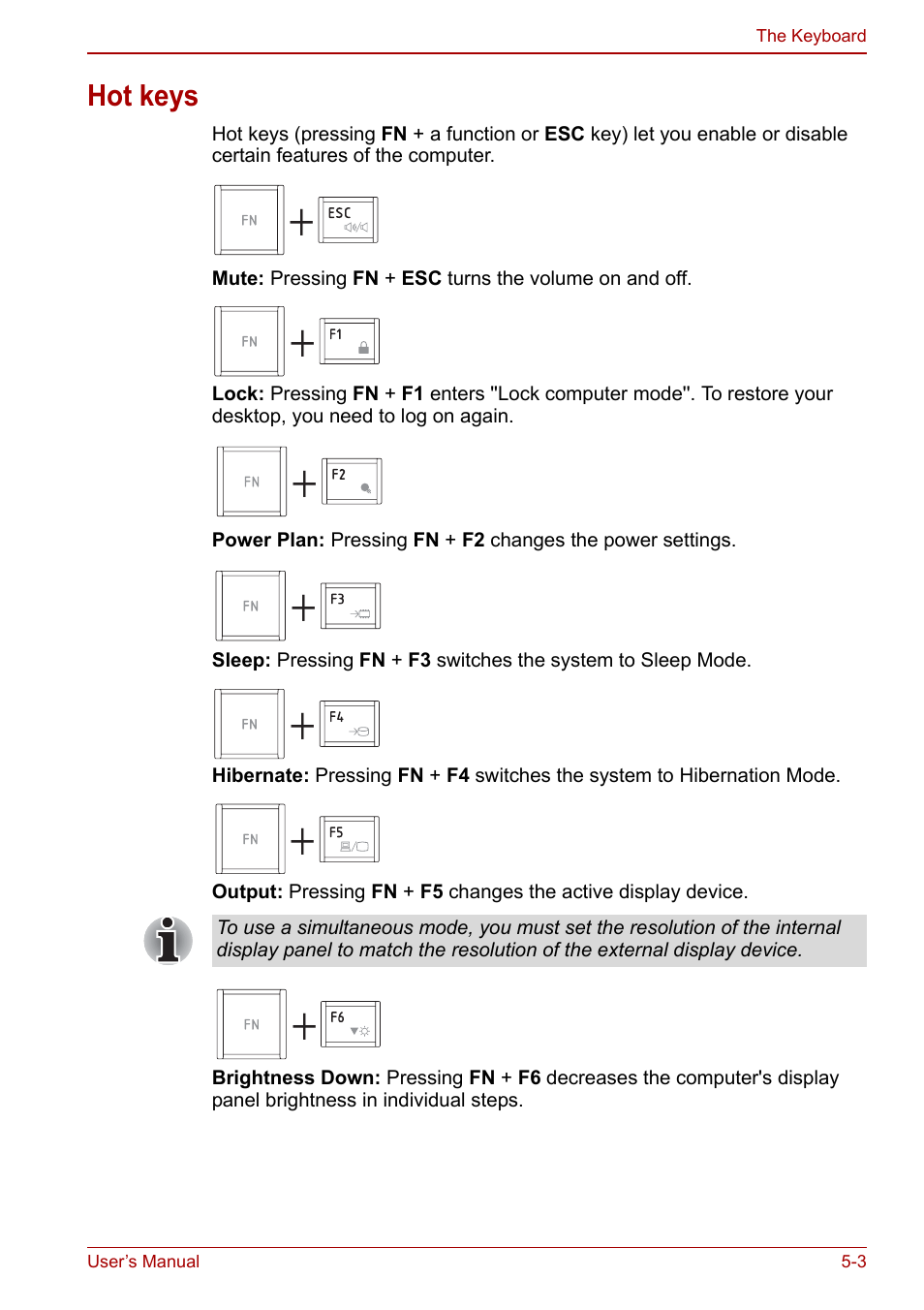 Hot keys, Hot keys -3 | Toshiba Satellite Pro L650 User Manual | Page 111 / 171