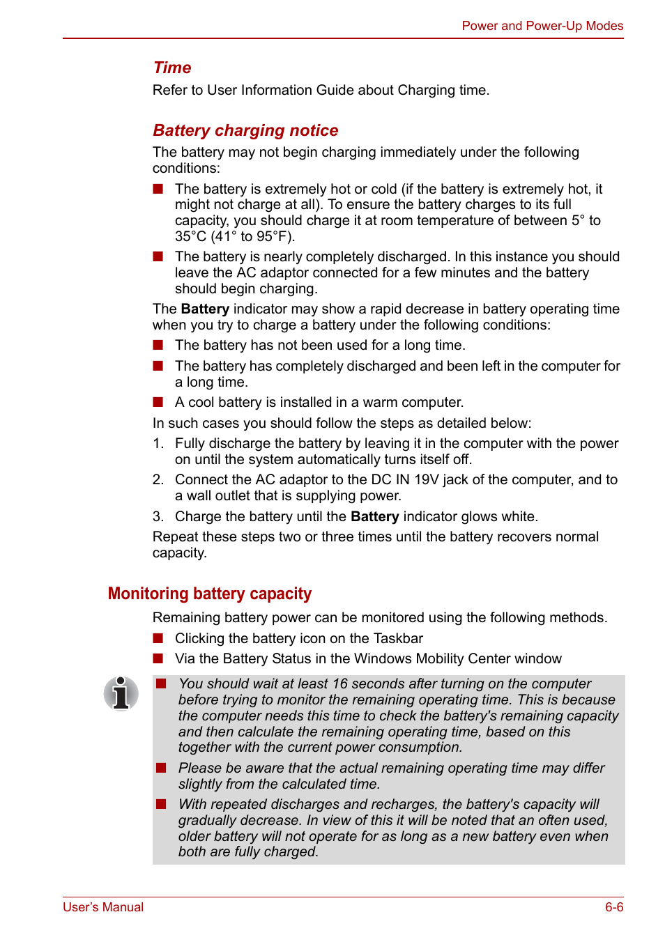 Monitoring battery capacity | Toshiba Satellite Pro L650 User Manual | Page 119 / 171