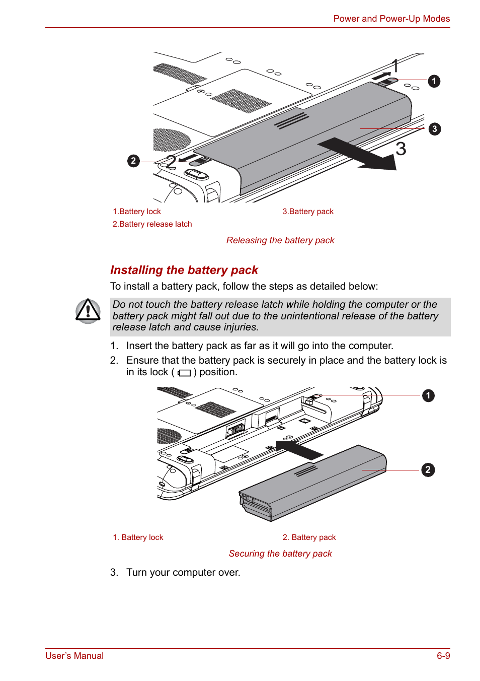 Installing the battery pack | Toshiba Satellite Pro L650 User Manual | Page 122 / 171