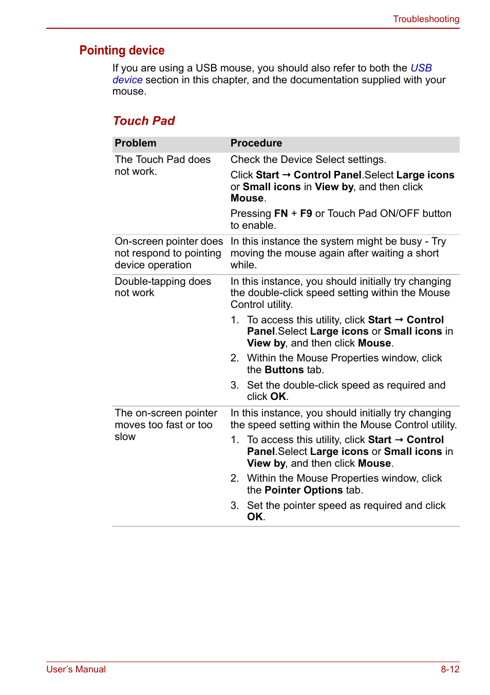 Pointing device | Toshiba Satellite Pro L650 User Manual | Page 142 / 171