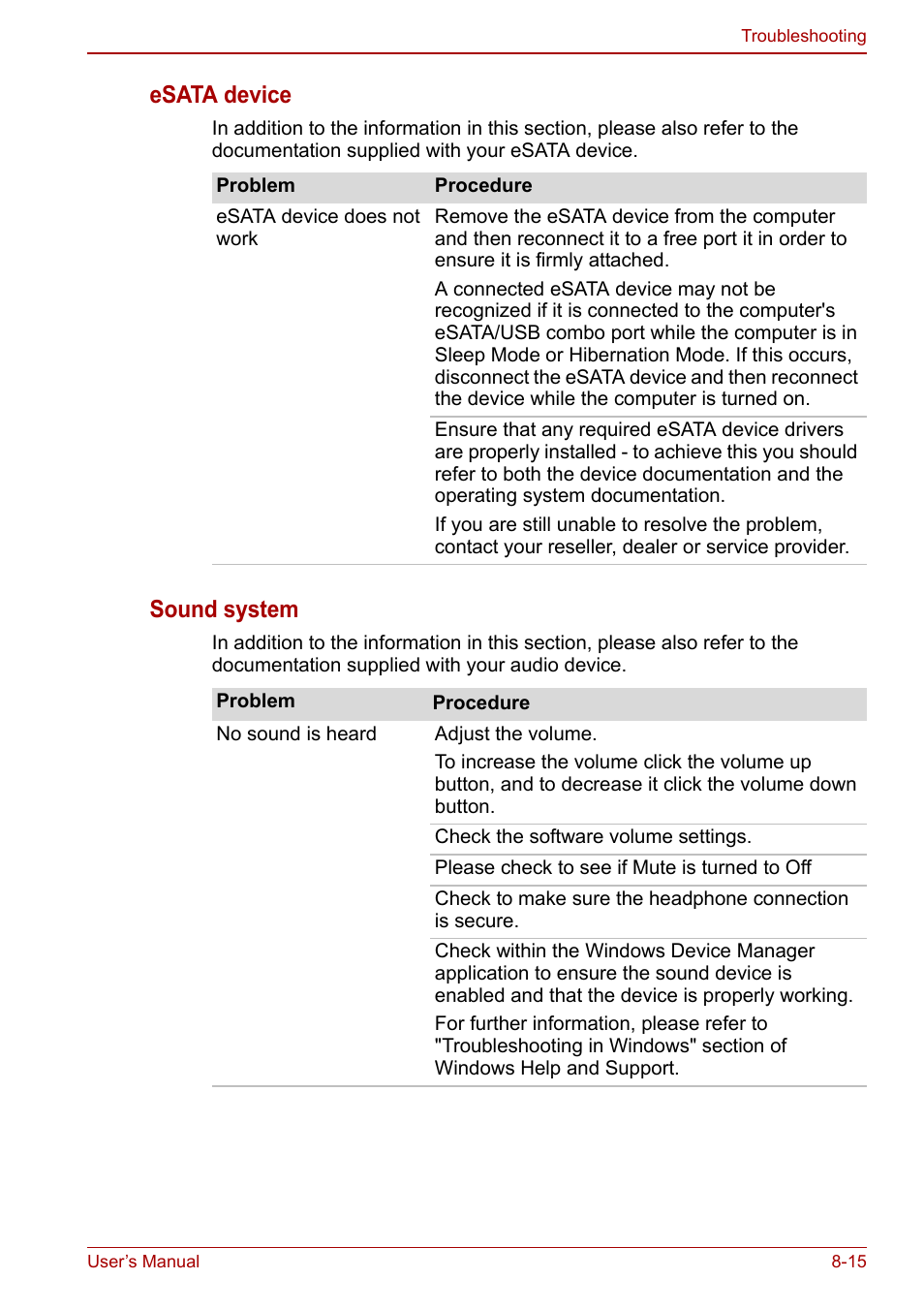 Esata device, Sound system | Toshiba Satellite Pro L650 User Manual | Page 145 / 171