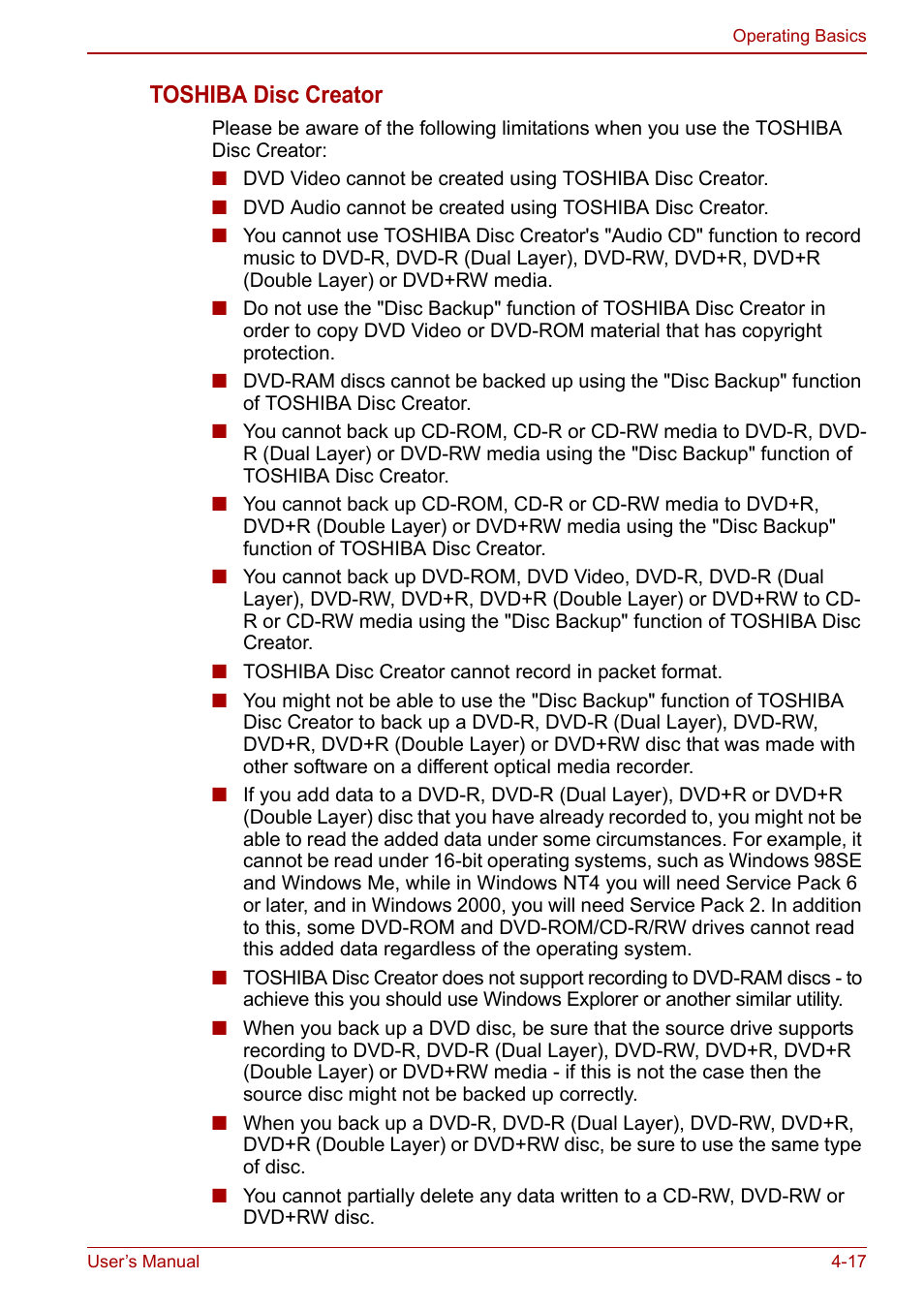 Toshiba disc creator | Toshiba Satellite Pro L650 User Manual | Page 93 / 171