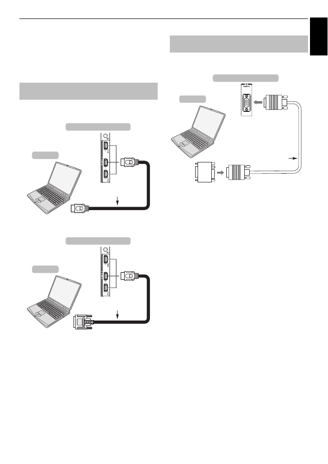 Connecting a computer, To connect a pc to the hdmi terminal, To connect a pc to the rgb/pc terminal | Toshiba M8365 User Manual | Page 11 / 103