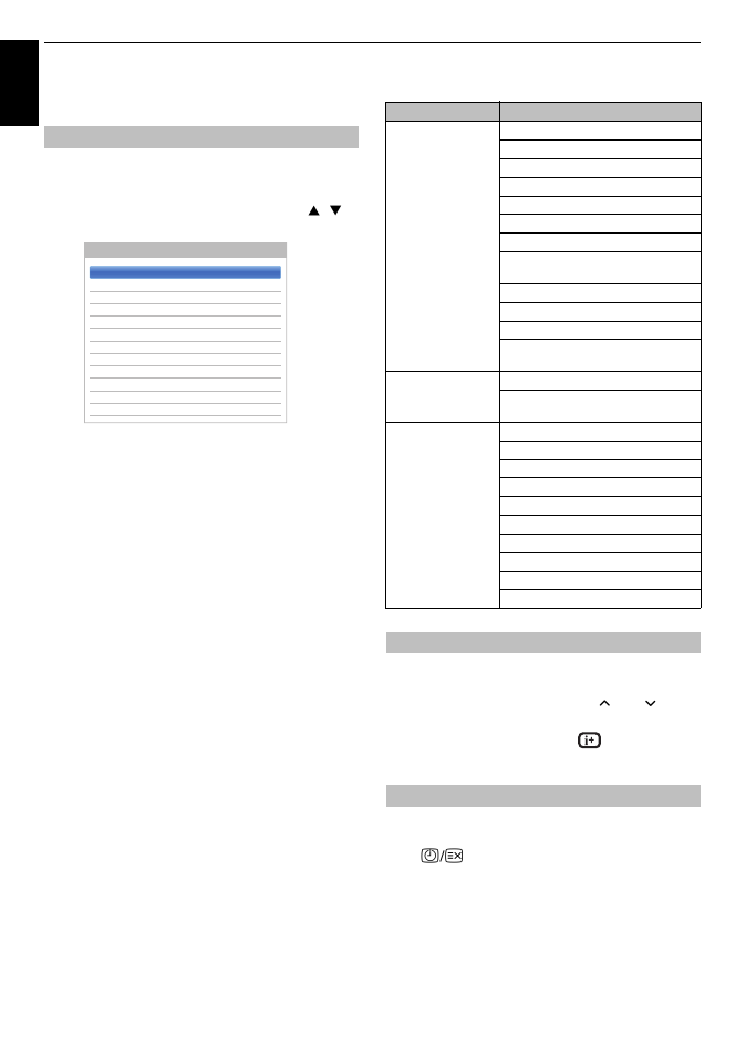 Controls and features, General controls, Quick menu | Selecting channels, The time display – analogue only, En g lis h, Quick menu item example | Toshiba M8365 User Manual | Page 28 / 103