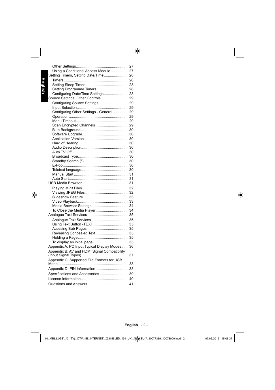 English | Toshiba KL934 User Manual | Page 3 / 55