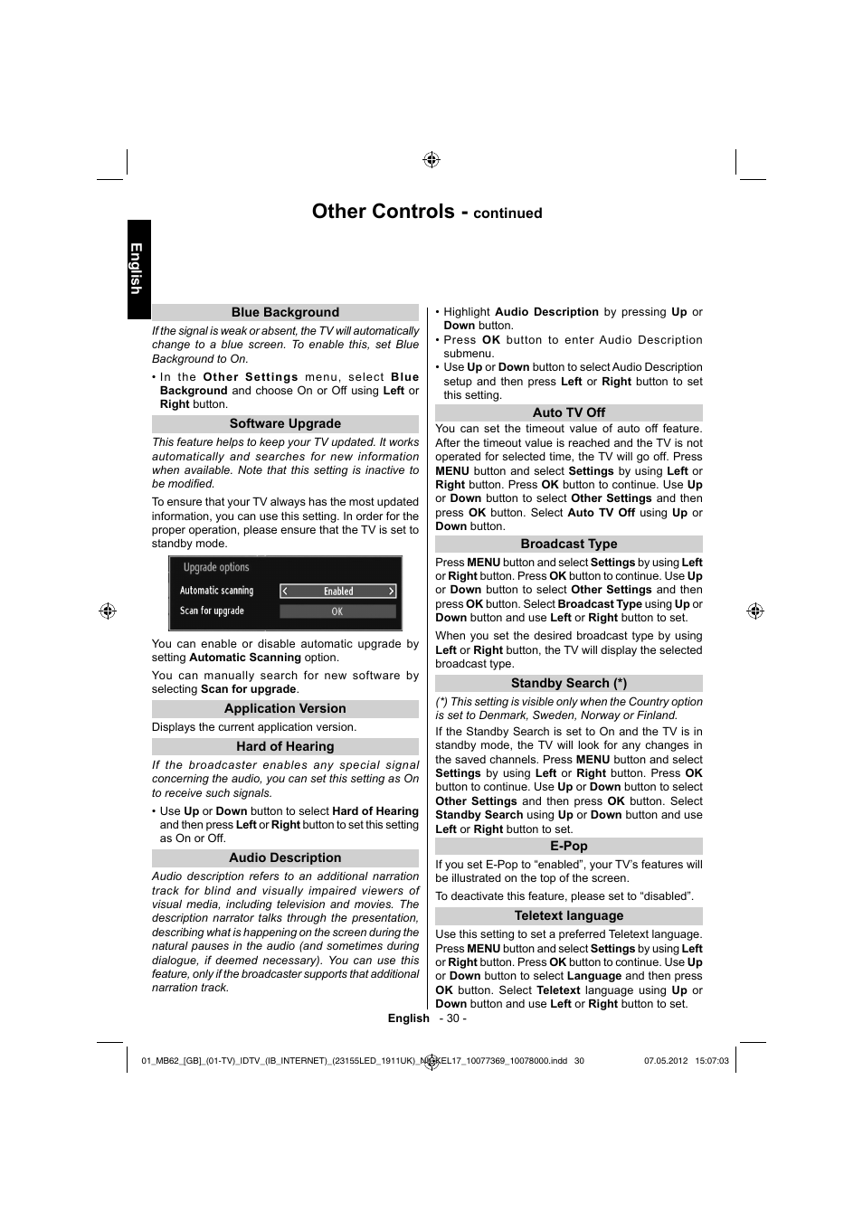 Other controls | Toshiba KL934 User Manual | Page 31 / 55