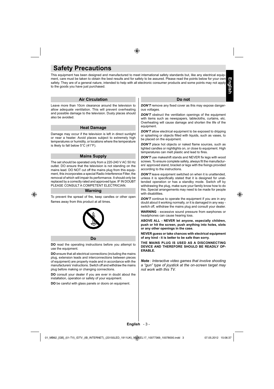 Safety precautions, English | Toshiba KL934 User Manual | Page 4 / 55