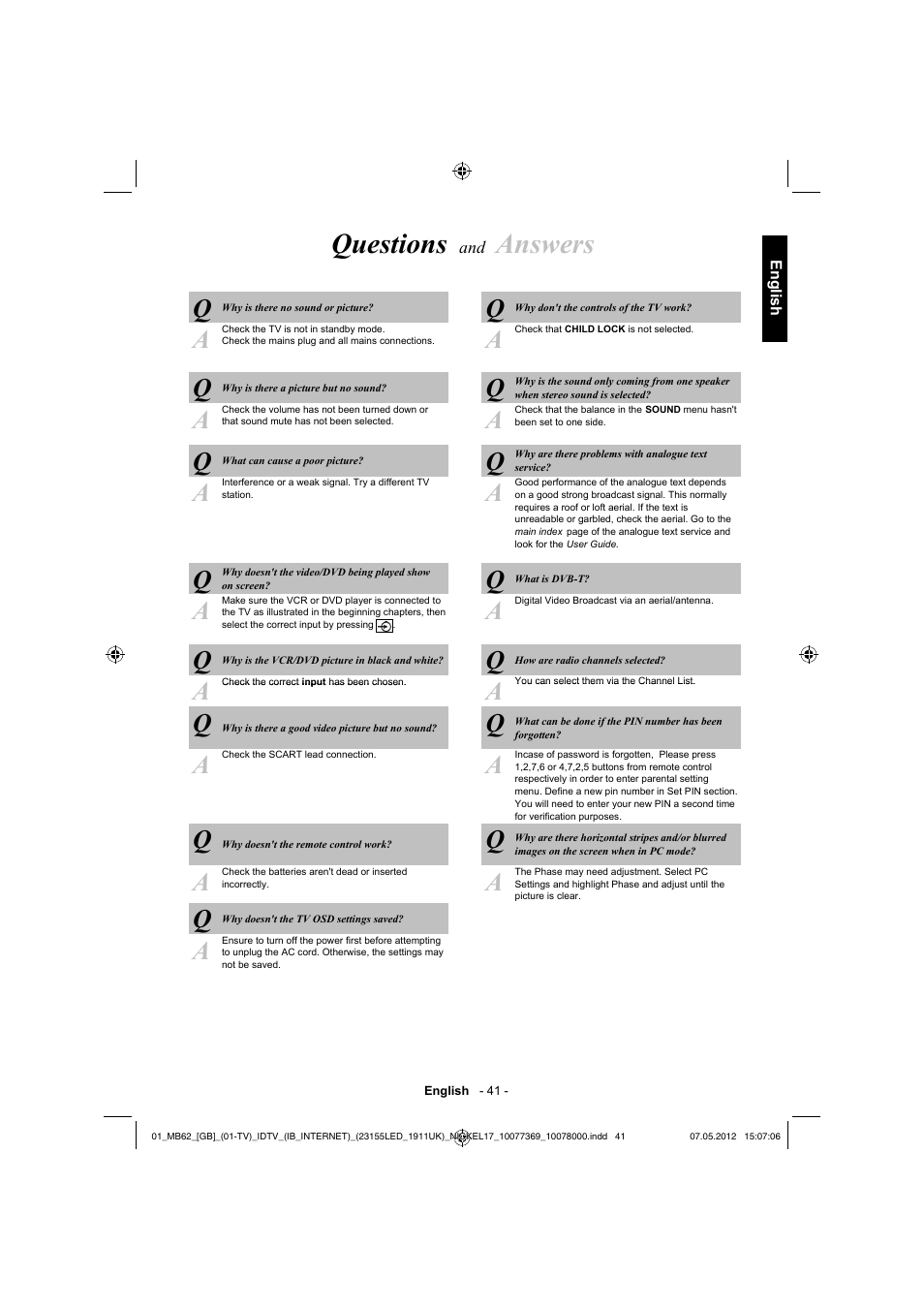 Questions, Answers | Toshiba KL934 User Manual | Page 42 / 55