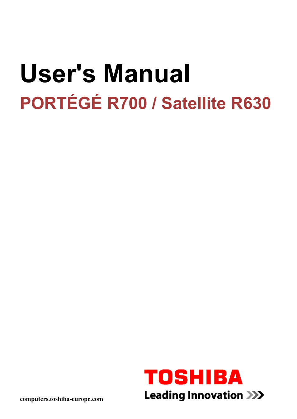 Toshiba PORTEGE R700 User Manual | 191 pages