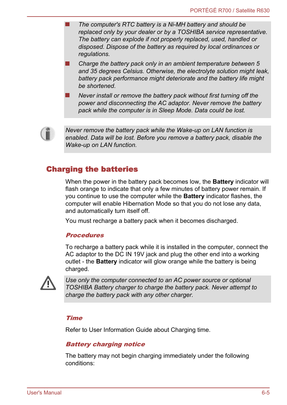 Charging the batteries | Toshiba PORTEGE R700 User Manual | Page 133 / 191