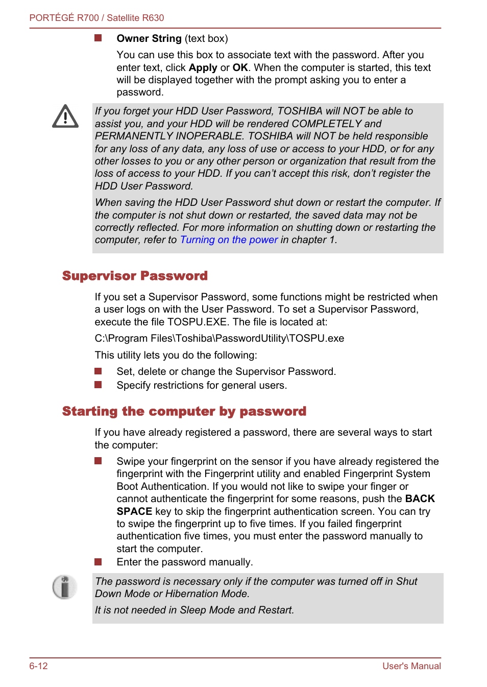 Supervisor password, Starting the computer by password | Toshiba PORTEGE R700 User Manual | Page 140 / 191