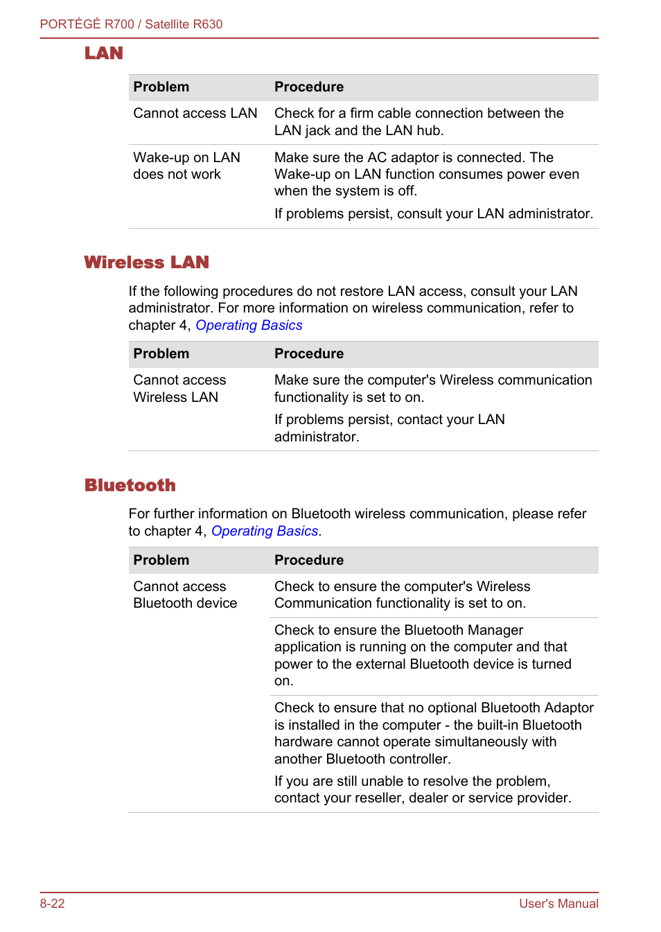 Wireless lan, Bluetooth | Toshiba PORTEGE R700 User Manual | Page 170 / 191