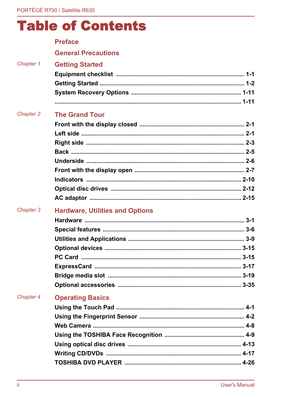 Toshiba PORTEGE R700 User Manual | Page 2 / 191