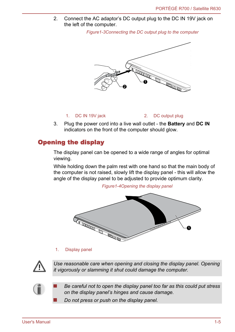 Opening the display | Toshiba PORTEGE R700 User Manual | Page 20 / 191