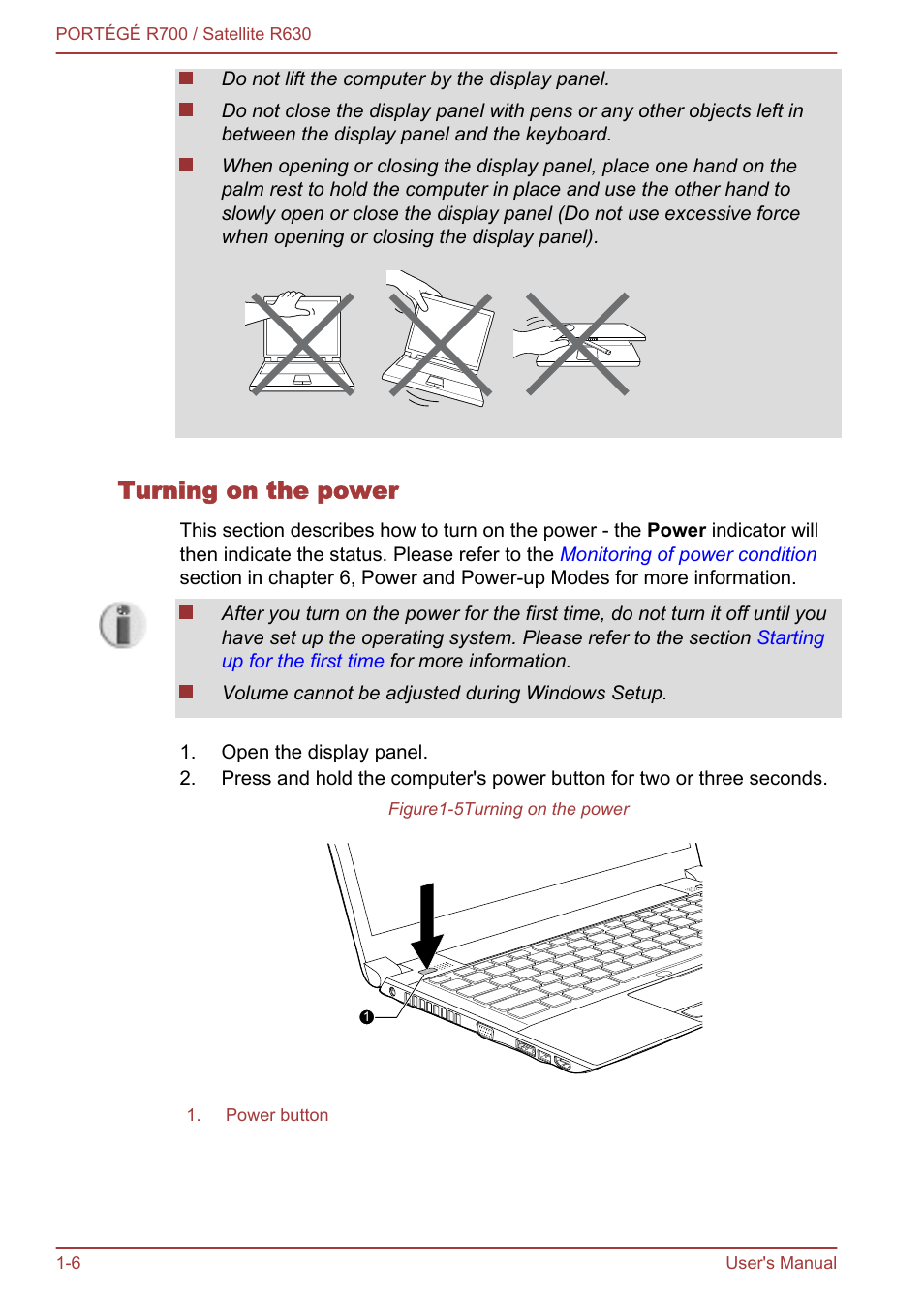 Turning on the power | Toshiba PORTEGE R700 User Manual | Page 21 / 191