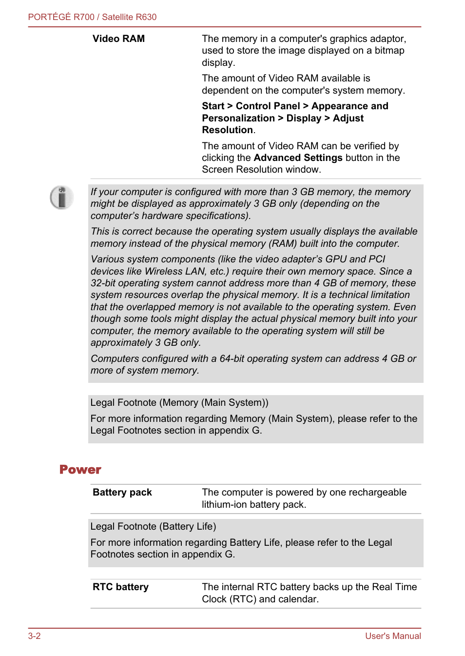 Power | Toshiba PORTEGE R700 User Manual | Page 47 / 191