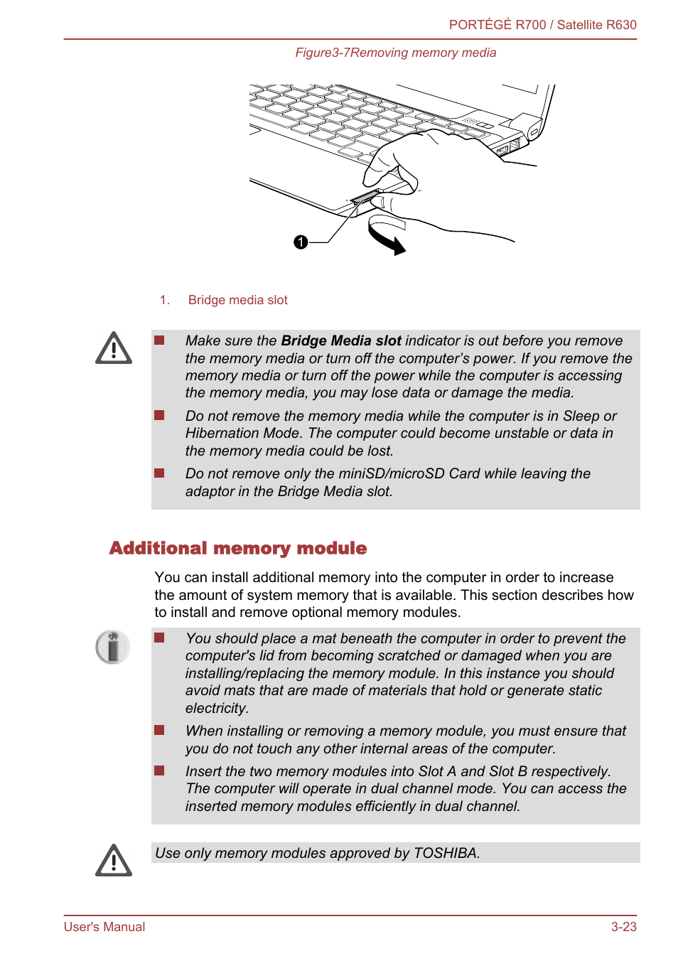 Additional memory module, Section in | Toshiba PORTEGE R700 User Manual | Page 68 / 191