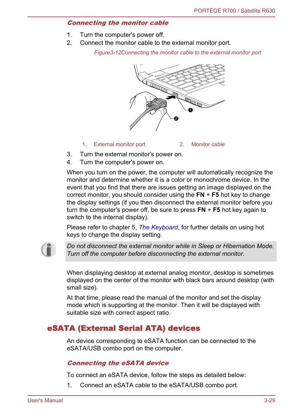 Esata (external serial ata) devices | Toshiba PORTEGE R700 User Manual | Page 74 / 191
