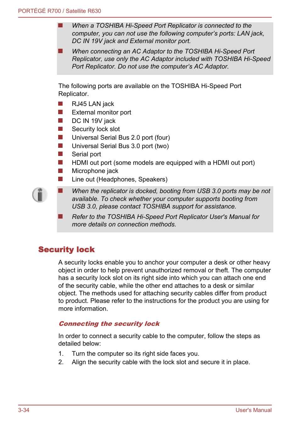 Security lock | Toshiba PORTEGE R700 User Manual | Page 79 / 191