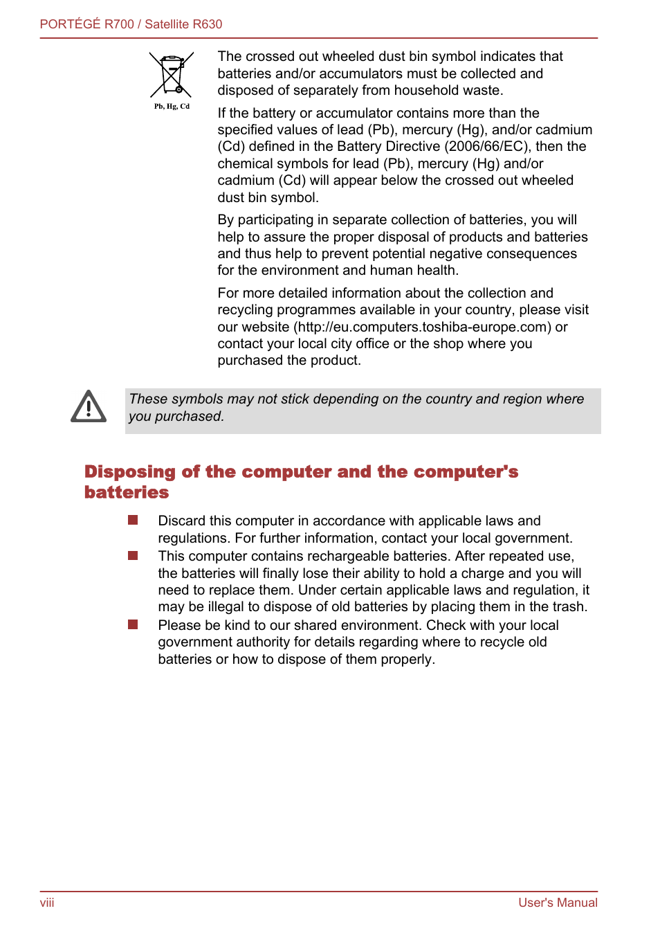 Toshiba PORTEGE R700 User Manual | Page 8 / 191
