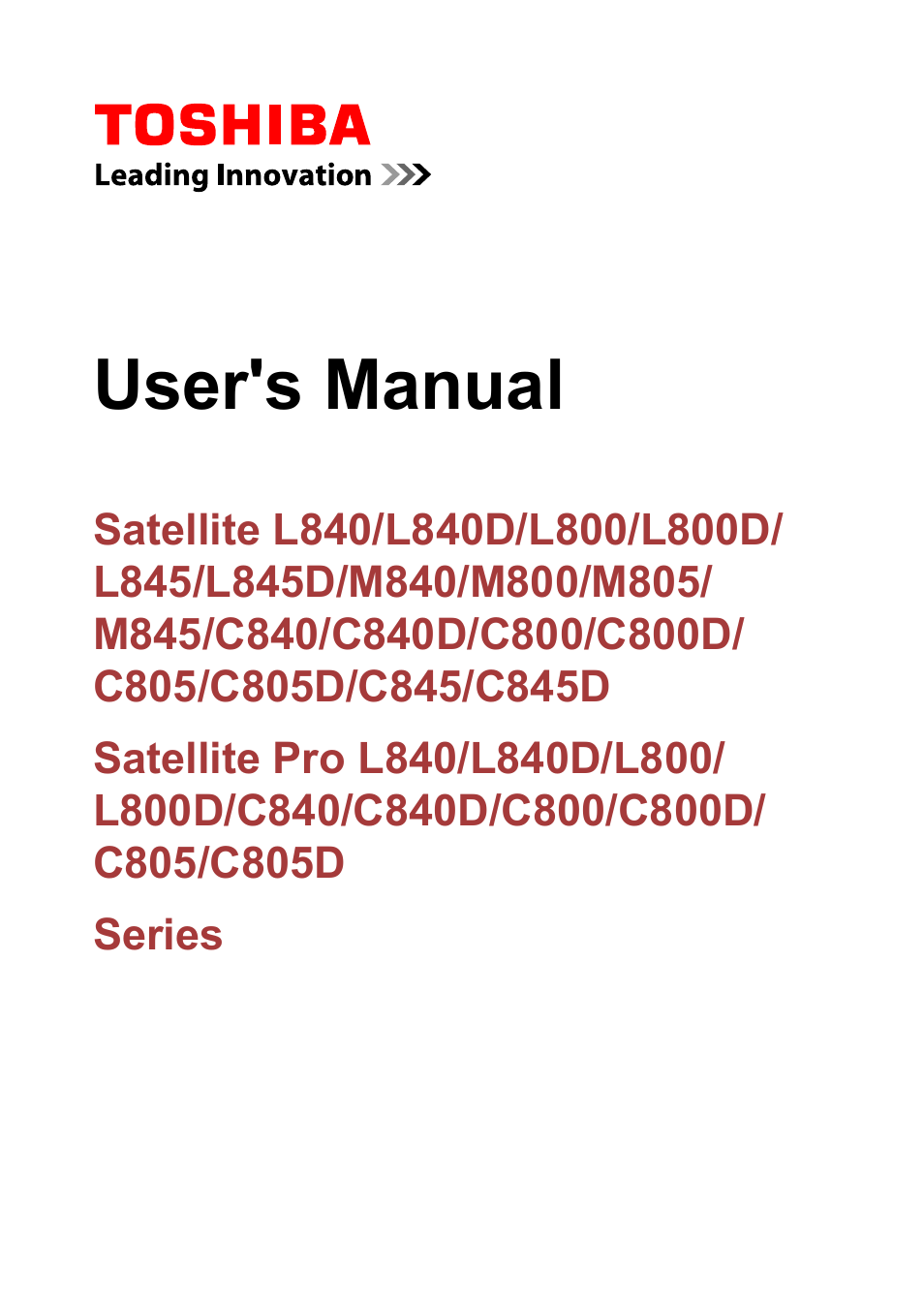 Toshiba Satellite C840 User Manual | 161 pages