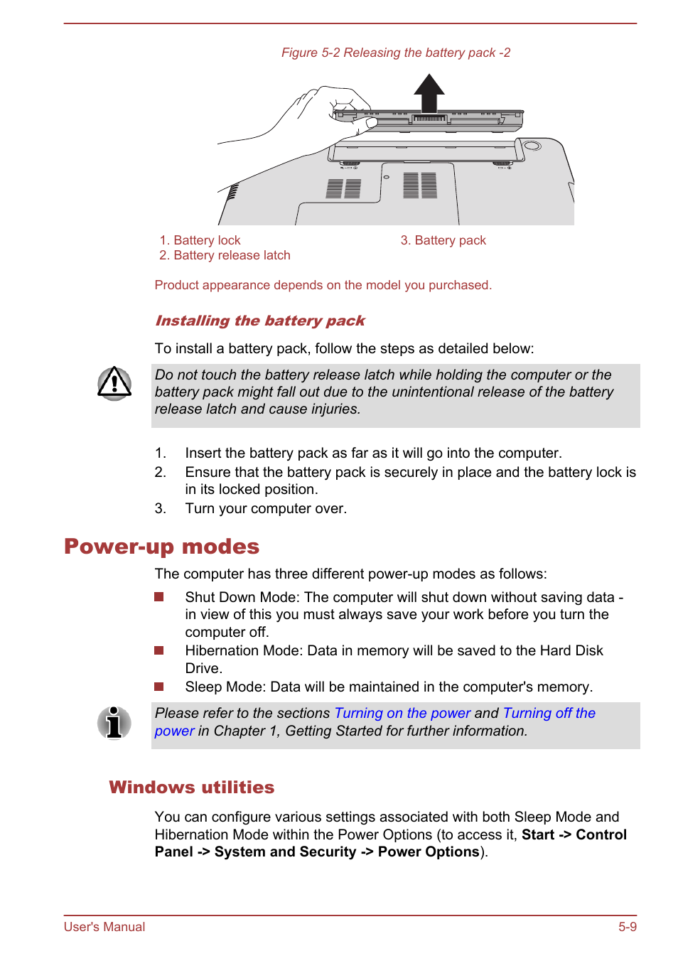 Power-up modes, Windows utilities, Power-up modes -9 | Toshiba Satellite C840 User Manual | Page 117 / 161