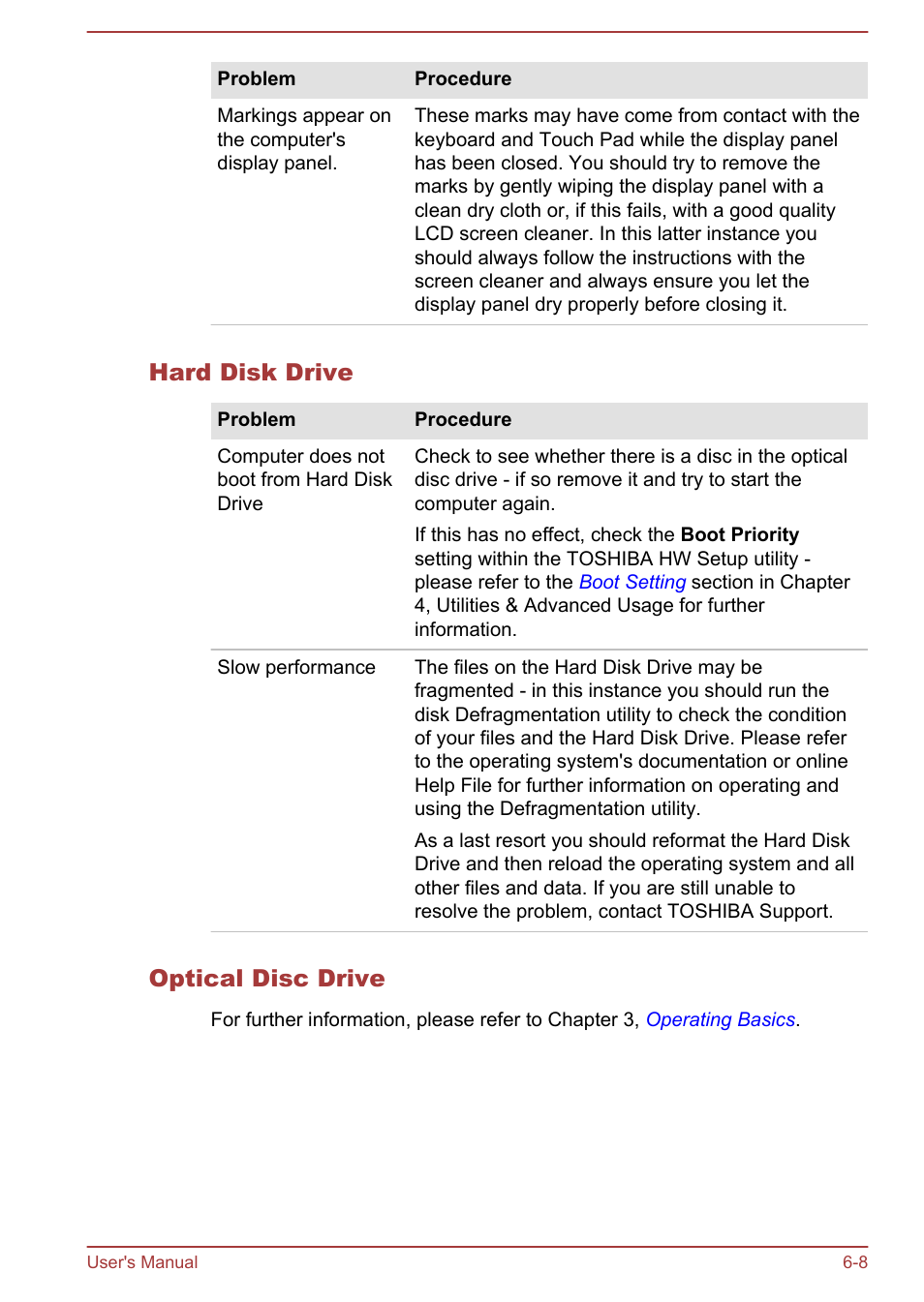 Hard disk drive, Optical disc drive | Toshiba Satellite C840 User Manual | Page 126 / 161