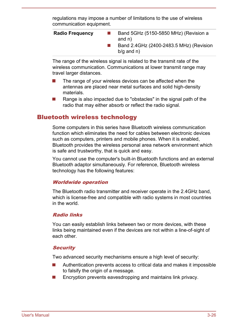 Bluetooth wireless technology | Toshiba Satellite C840 User Manual | Page 64 / 161