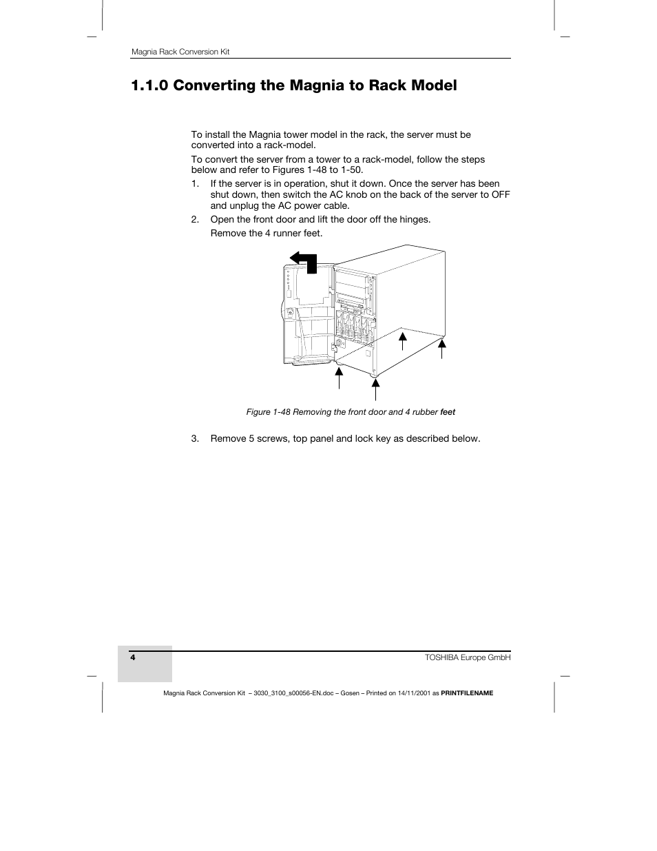 0 converting the magnia to rack model | Toshiba Magnia 3200 User Manual | Page 4 / 16