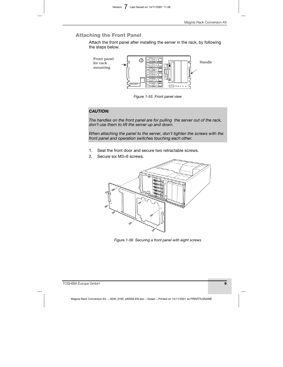 Attaching the front panel | Toshiba Magnia 3200 User Manual | Page 9 / 16