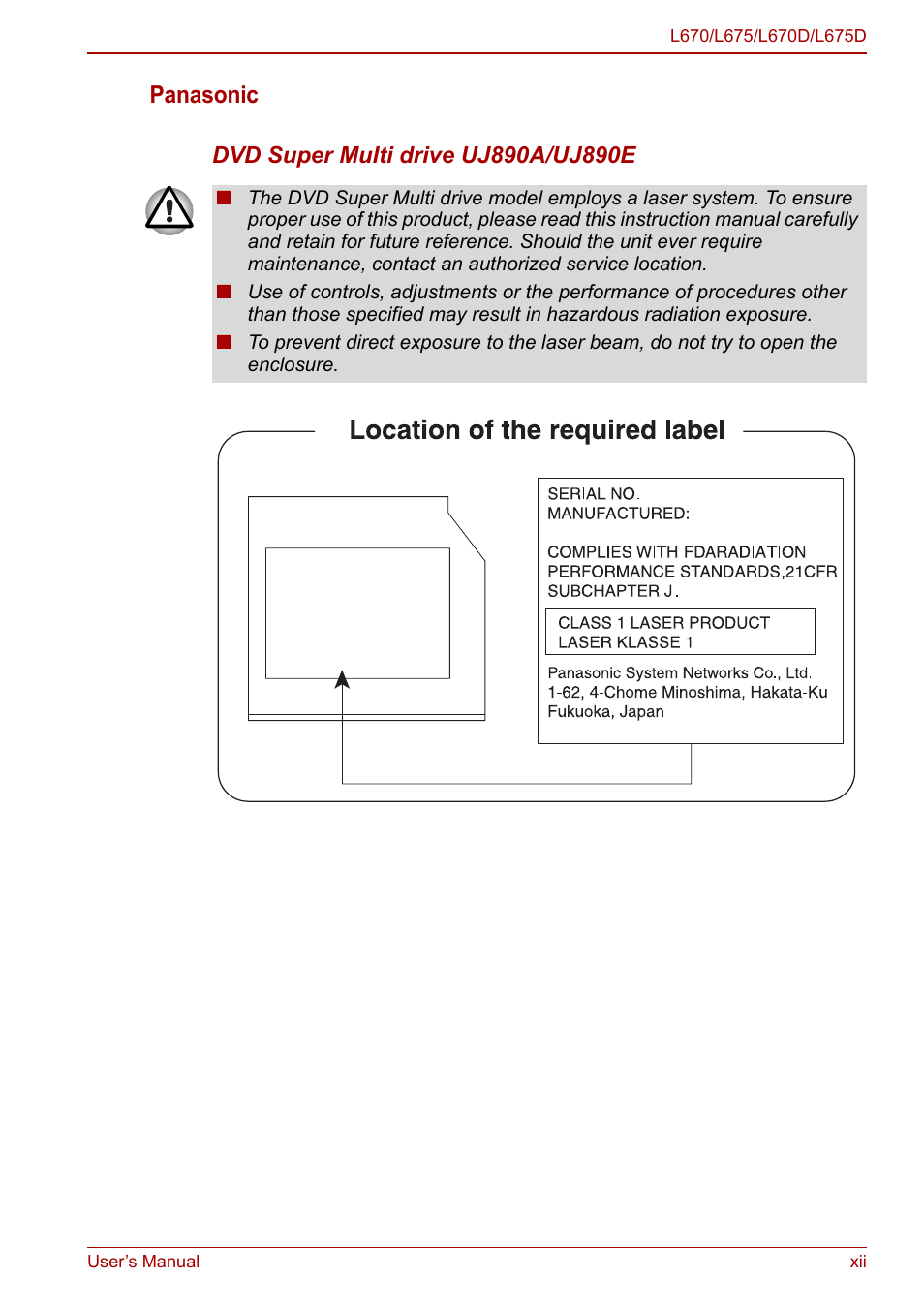 Panasonic | Toshiba Satellite L670 User Manual | Page 11 / 199