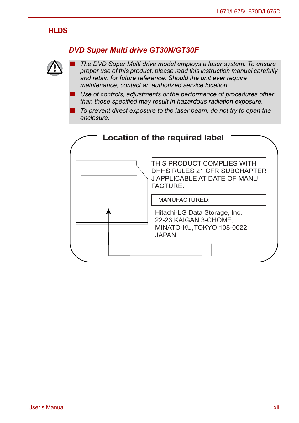 Hlds | Toshiba Satellite L670 User Manual | Page 12 / 199