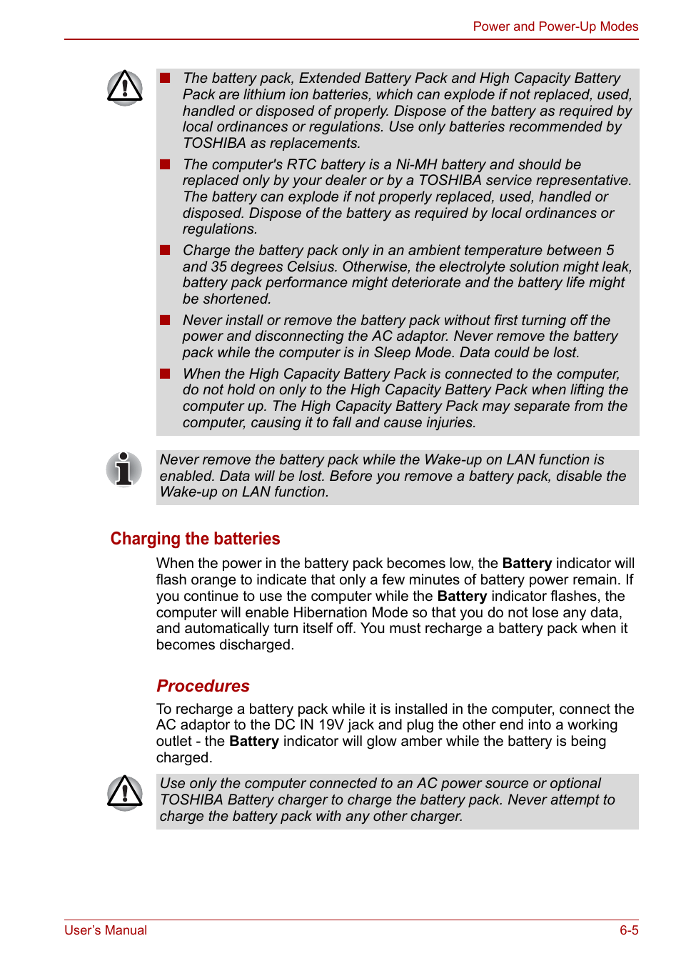 Charging the batteries | Toshiba Satellite L670 User Manual | Page 128 / 199