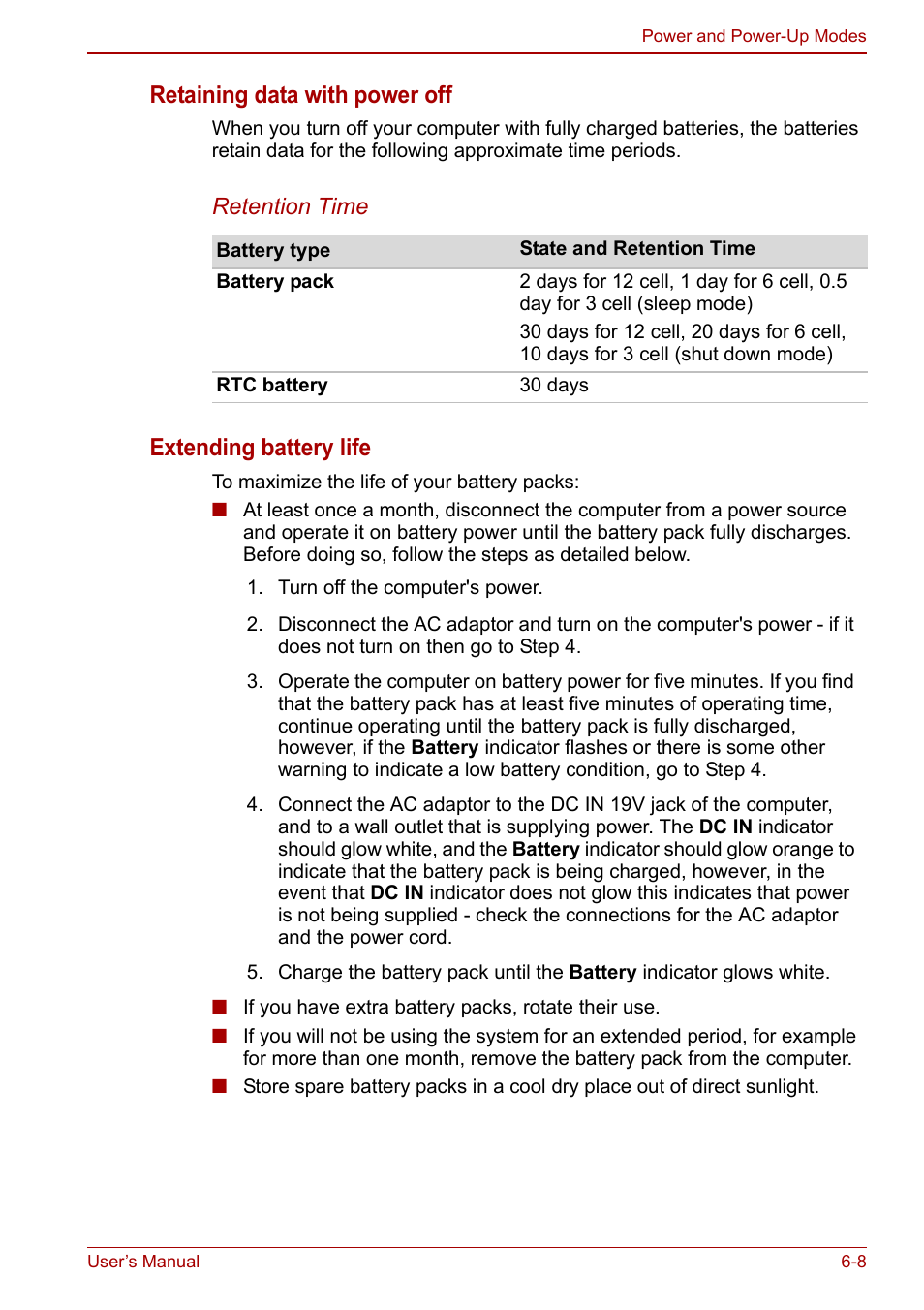 Retaining data with power off, Extending battery life | Toshiba Satellite L670 User Manual | Page 131 / 199