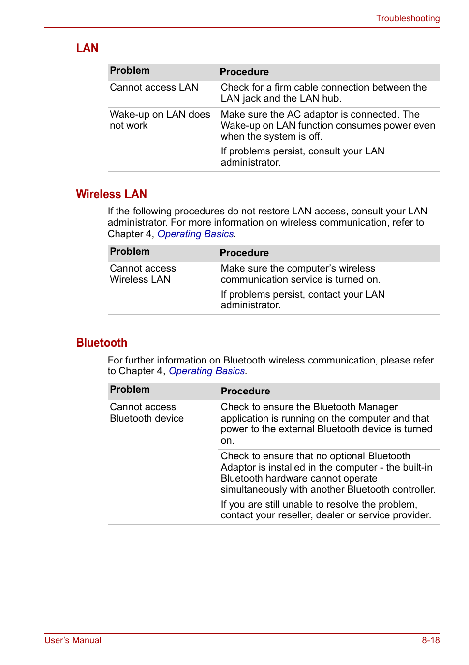 Lan wireless lan, Bluetooth | Toshiba Satellite L670 User Manual | Page 159 / 199