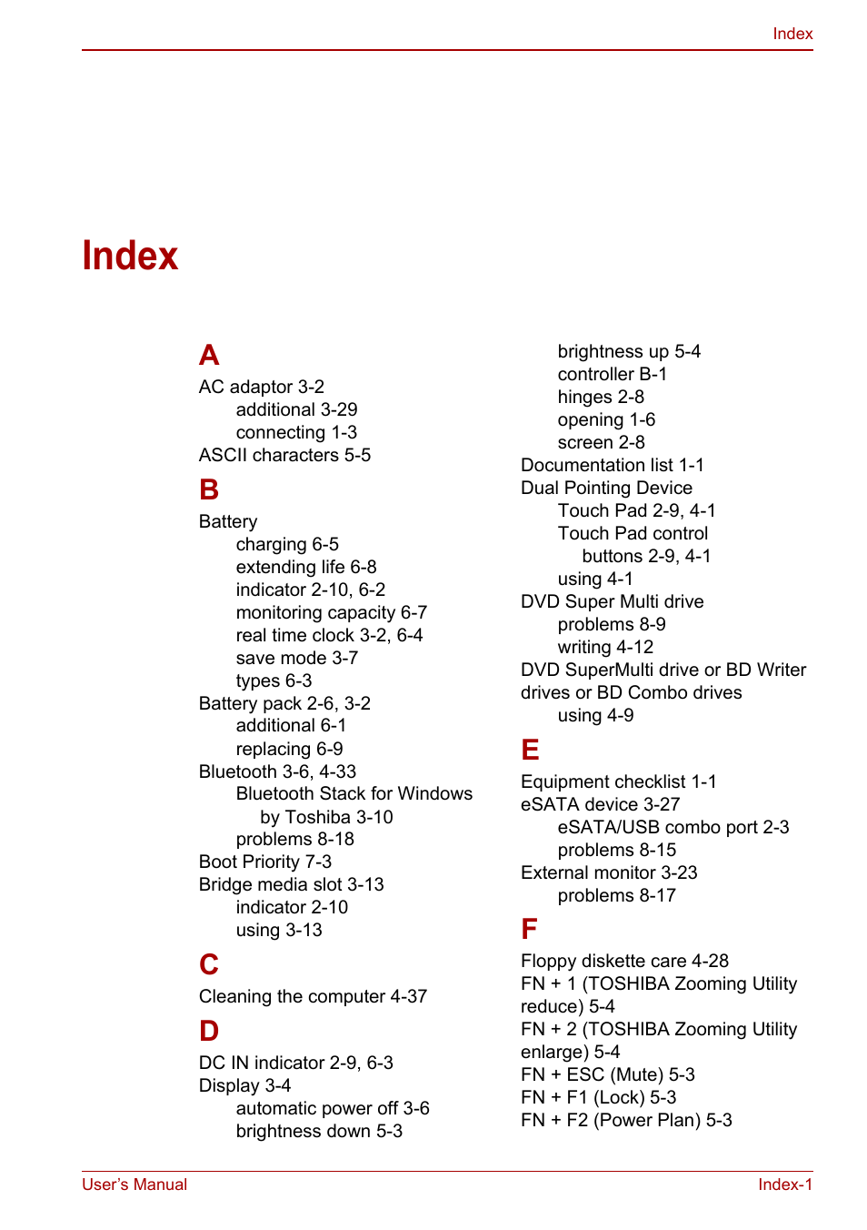 Index | Toshiba Satellite L670 User Manual | Page 196 / 199