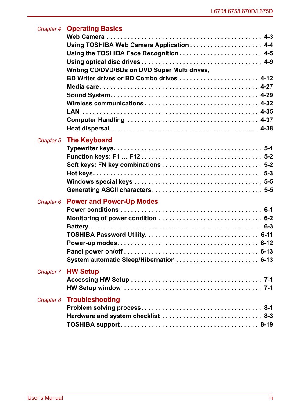 Toshiba Satellite L670 User Manual | Page 3 / 199