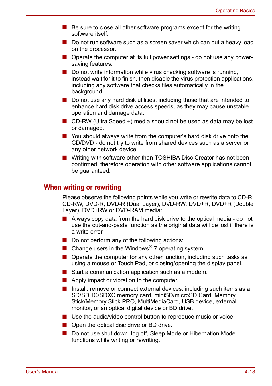 When writing or rewriting | Toshiba Satellite L670 User Manual | Page 98 / 199