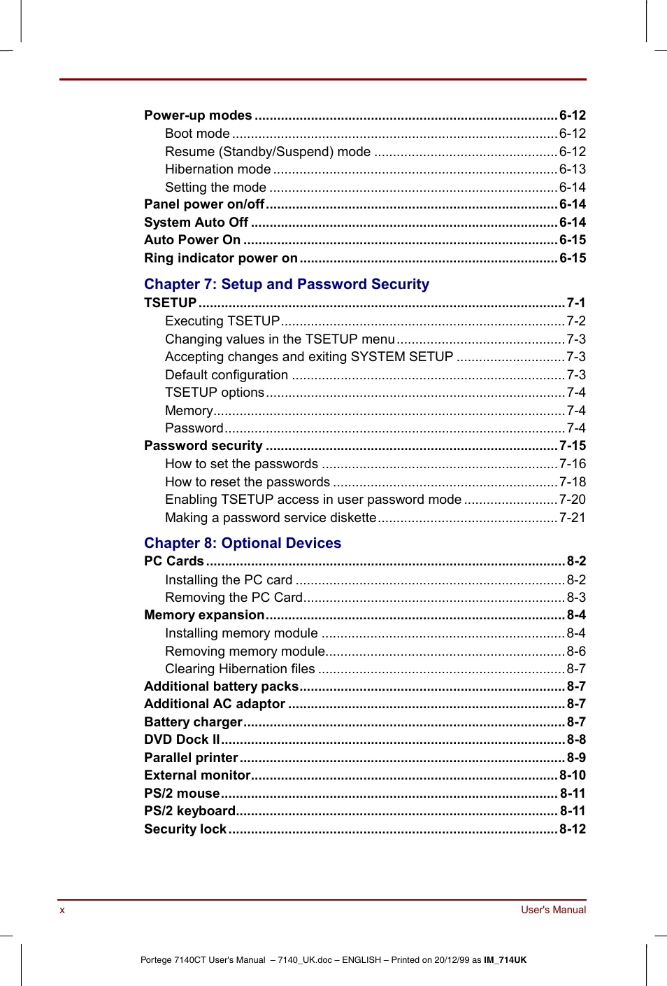 Toshiba Portege 7140 User Manual | Page 10 / 196