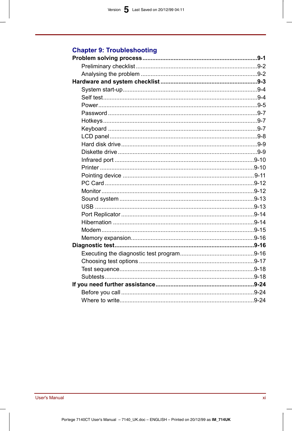 Toshiba Portege 7140 User Manual | Page 11 / 196