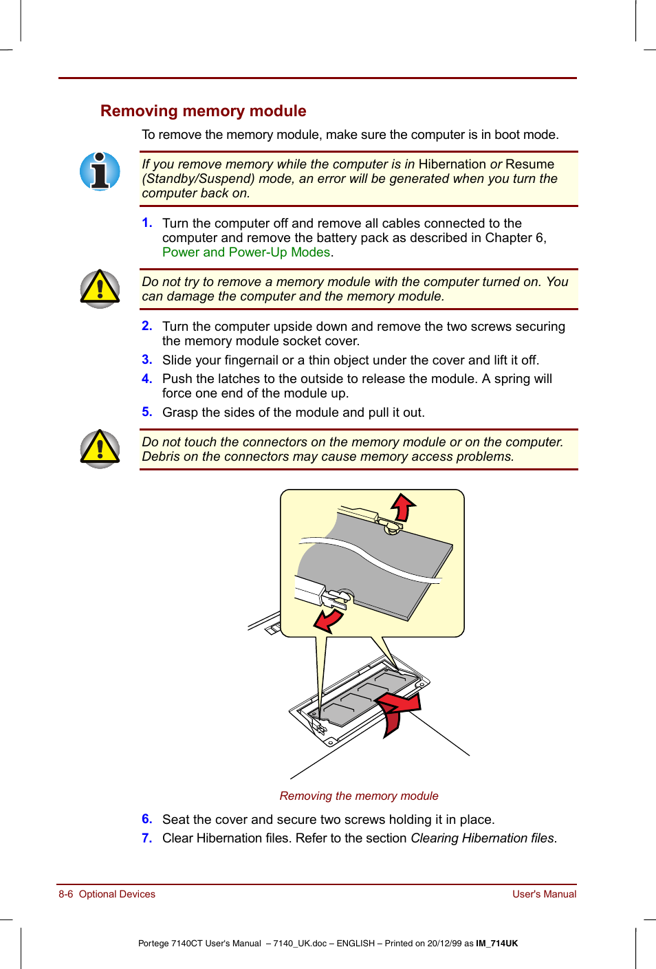 Removing memory module -6 | Toshiba Portege 7140 User Manual | Page 112 / 196