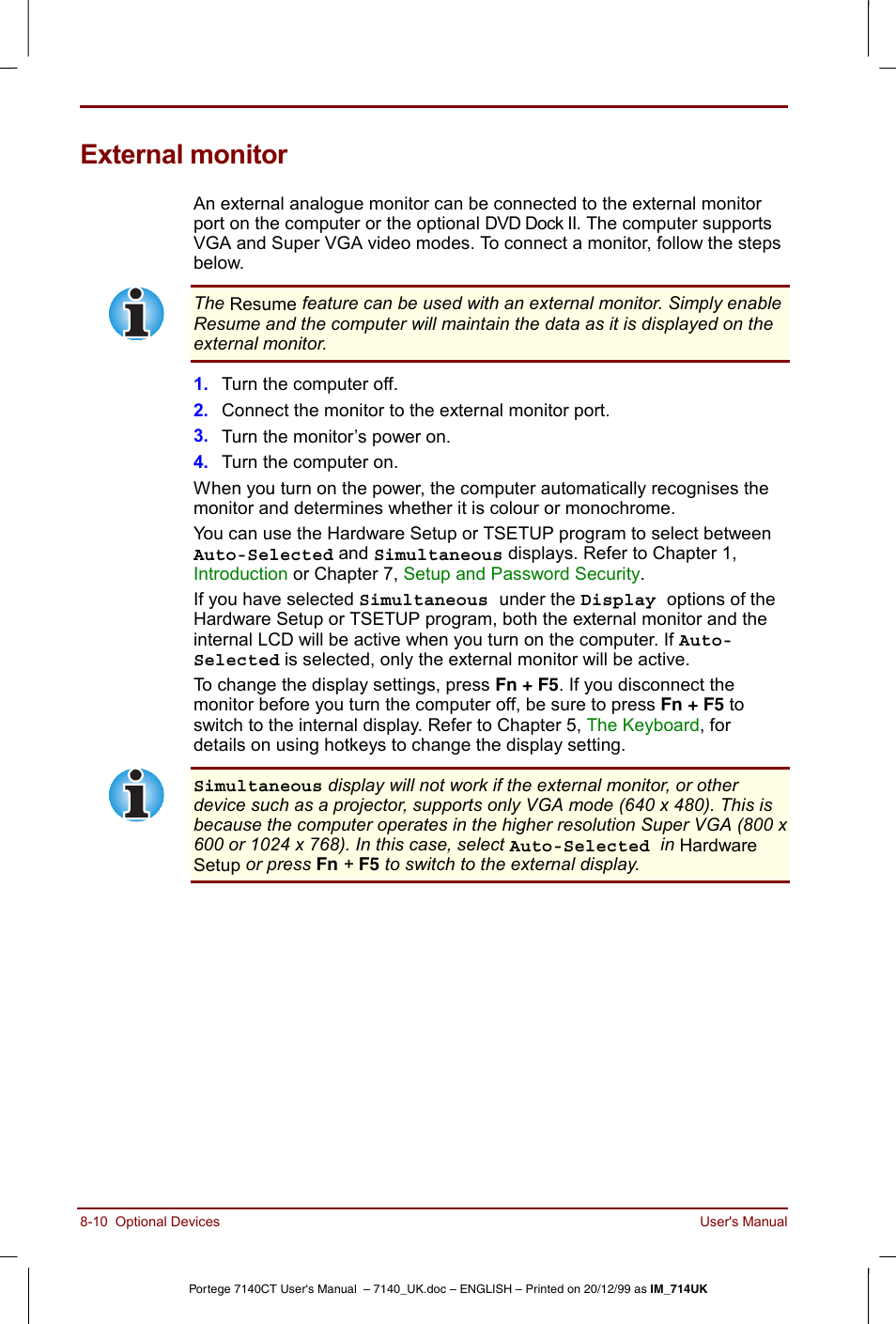 External monitor, External monitor -10 | Toshiba Portege 7140 User Manual | Page 116 / 196