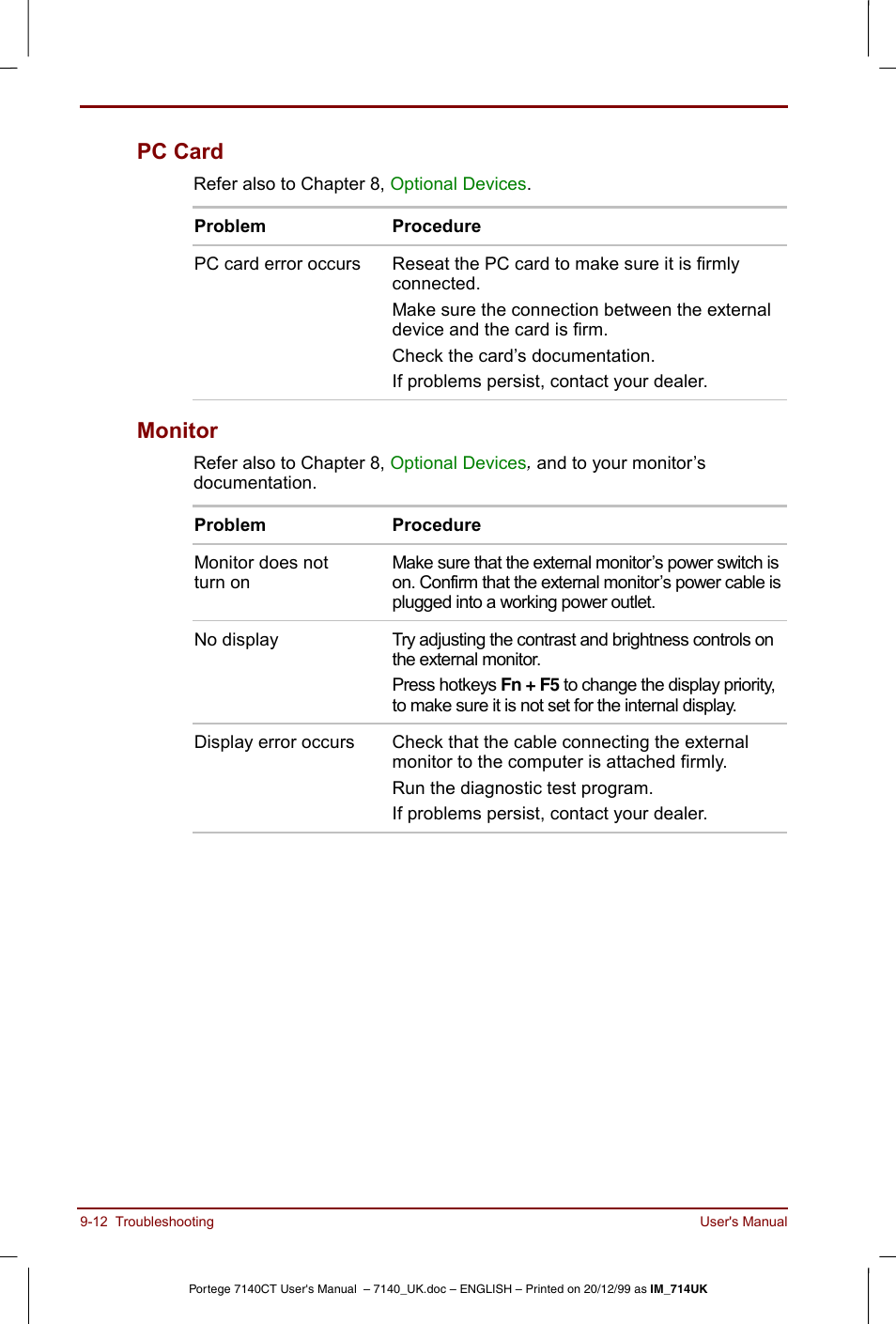 Pc card -12 monitor -12, Pc card, Monitor | Toshiba Portege 7140 User Manual | Page 130 / 196