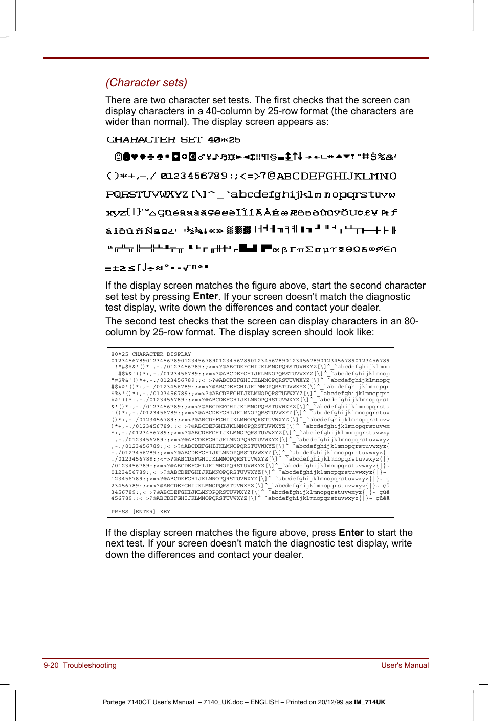 Character sets) | Toshiba Portege 7140 User Manual | Page 138 / 196