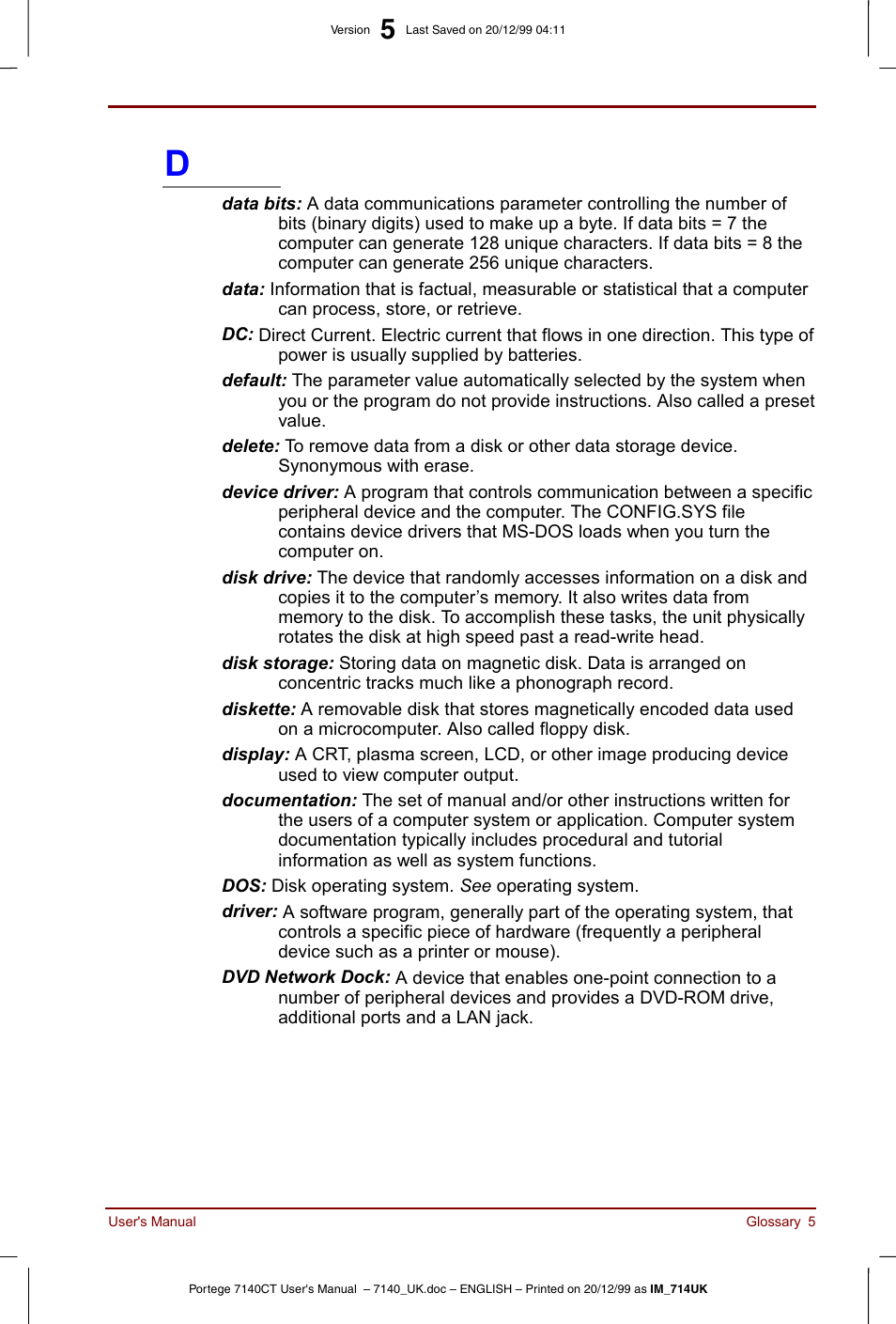 Toshiba Portege 7140 User Manual | Page 181 / 196