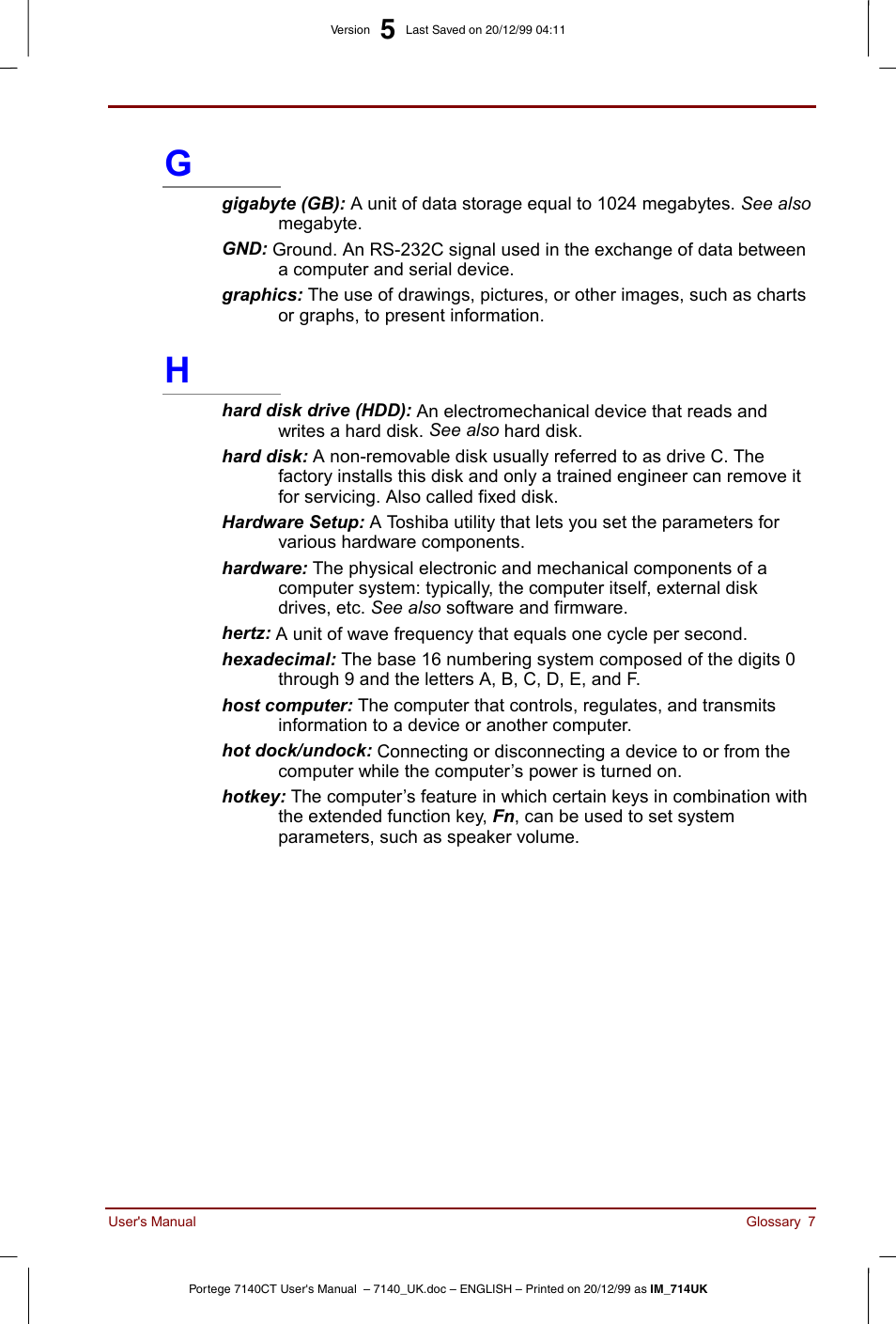 Toshiba Portege 7140 User Manual | Page 183 / 196