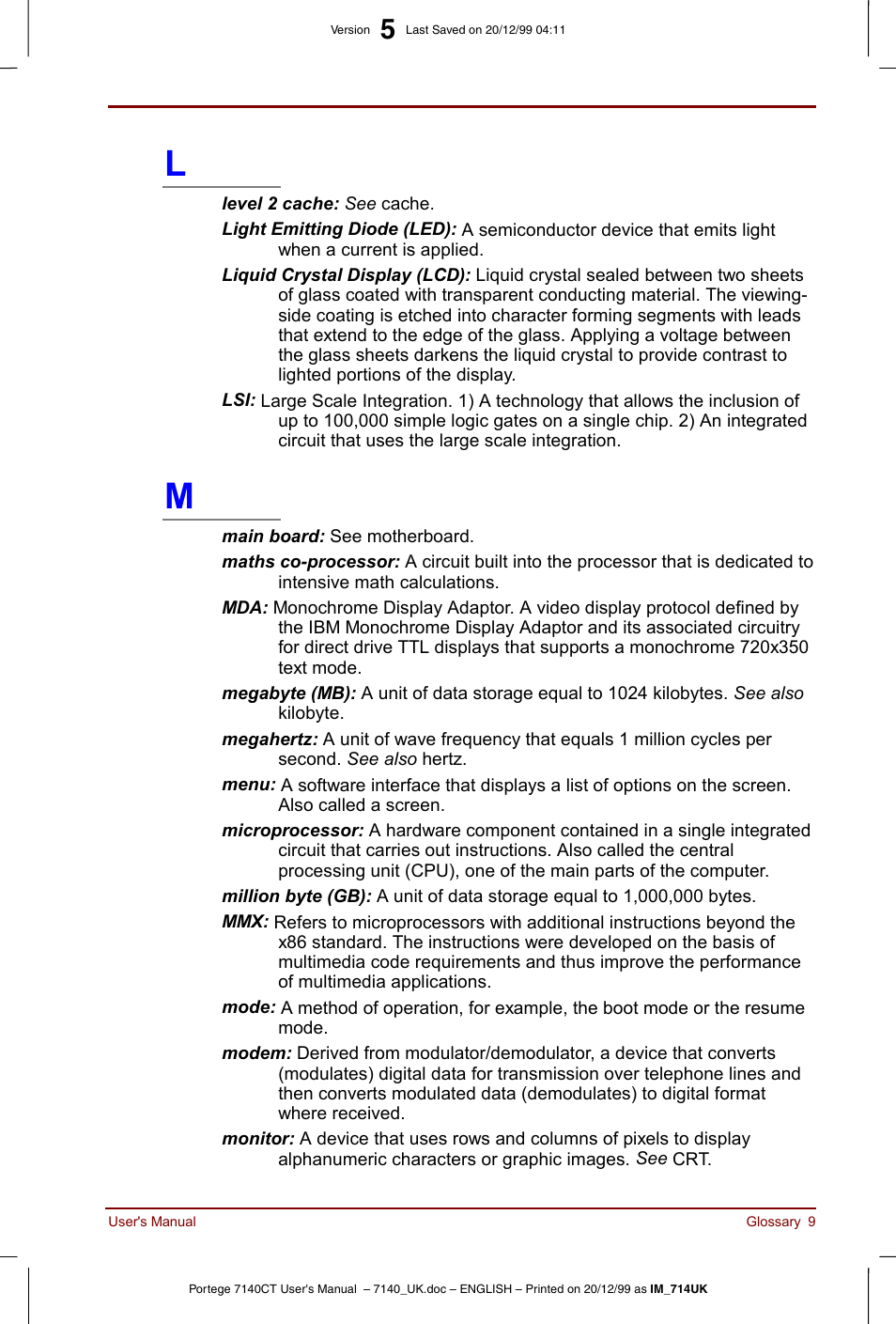 Toshiba Portege 7140 User Manual | Page 185 / 196